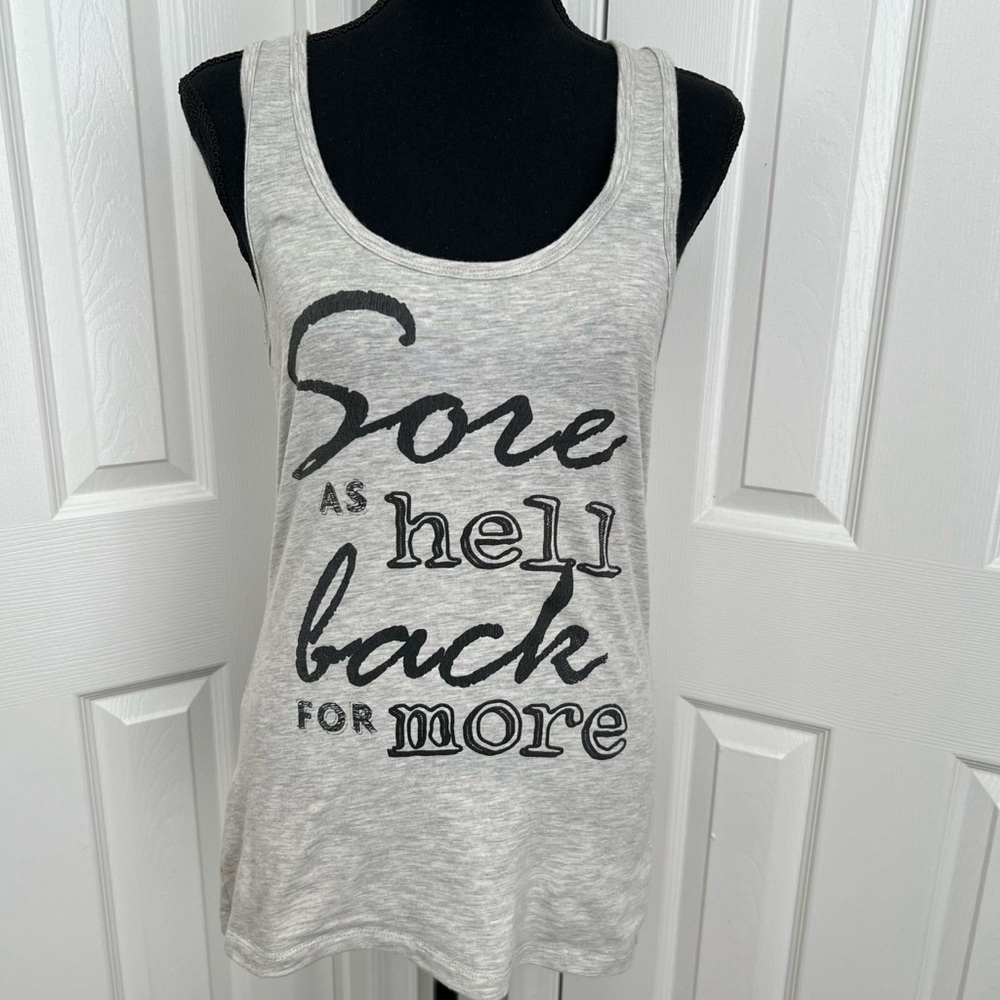 🧗🏻‍♀️Grey Next Level Sore As Hell Back For More Tank Top Racer Back Size L